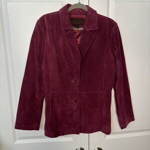 Y2K Siena Suede Blazer Jacket Womens Plum Berry Purple 90s Vintage Buffy Phoebe